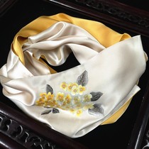Su embroidered silk scarf mulberry silk scarf hand embroidered long shawl Hangzhou silk mother gift silk scarf