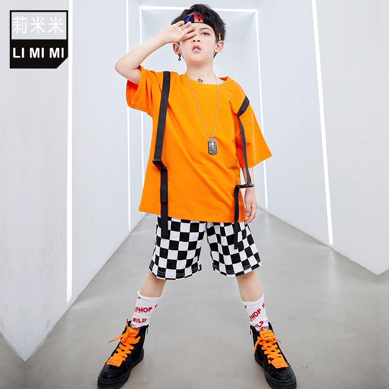 Boy Street Dance Summer Girl Hiphop Short Sleeve Jazz Dance Fashion Short Sleeve Short Sleeve Dance Dress