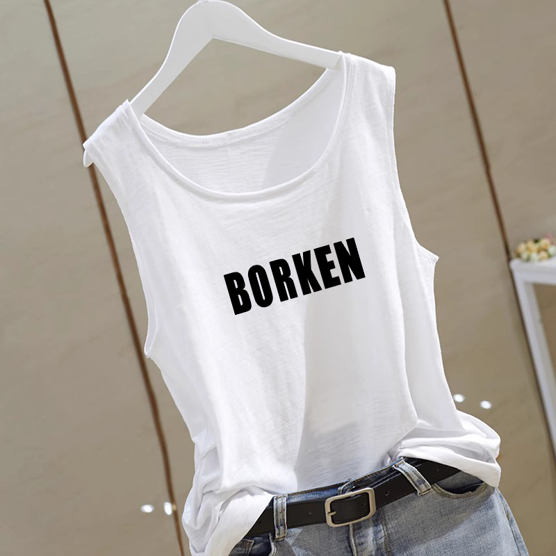 White Cotton Camisole for Women, Summer Outerwear, Sleeveless Base Layer, Loose Fit, Plus Size, Versatile, Trendy Top