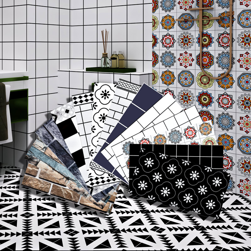 Kitchen self - adhesive oil - anti - smoke wallpaper Toilet waterproof tile sticker Balcony floor floor sticker sticker