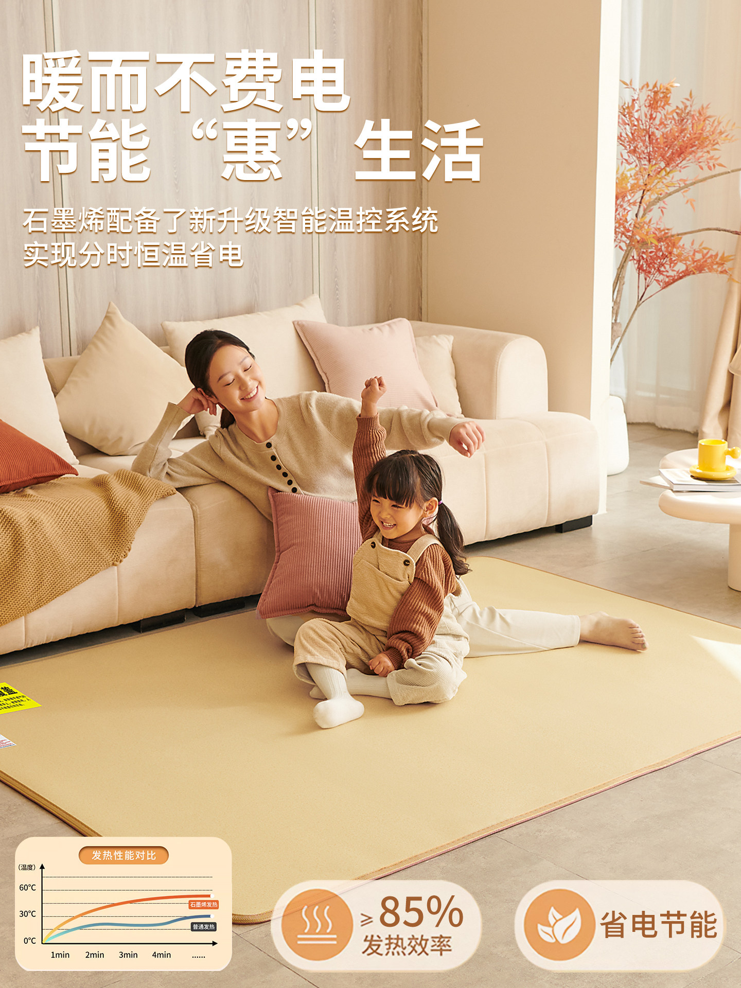 2025 New Model Household Graphene Floor Heating Mat Carbon Crystal Heating Mat Living Room Constant Temperature Electric Heating Winter