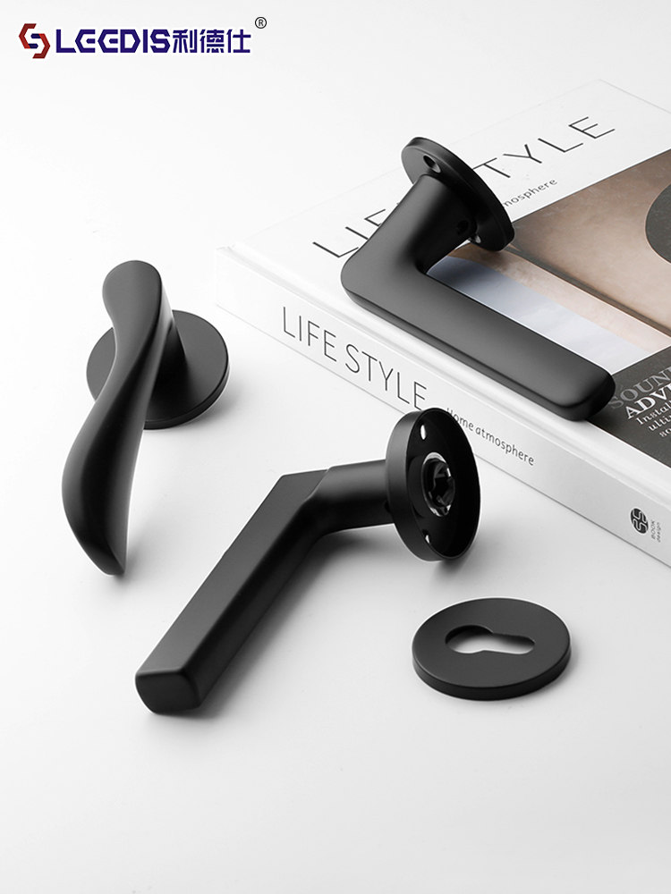 Black Modern Minimalist Indoor Home Door Lock Bedroom Solid Wood Door Split Lock Room Silent Lock Universal Lock