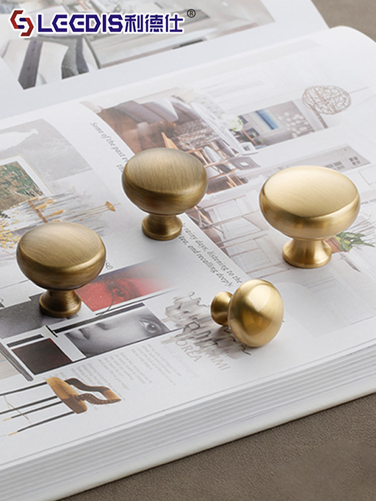 French-Style Light Luxury Single-Hole Brass Cabinet Door Wardrobe Handle, Antique-Style Round Wardrobe, Shoe Cabinet, Drawer Small Handle