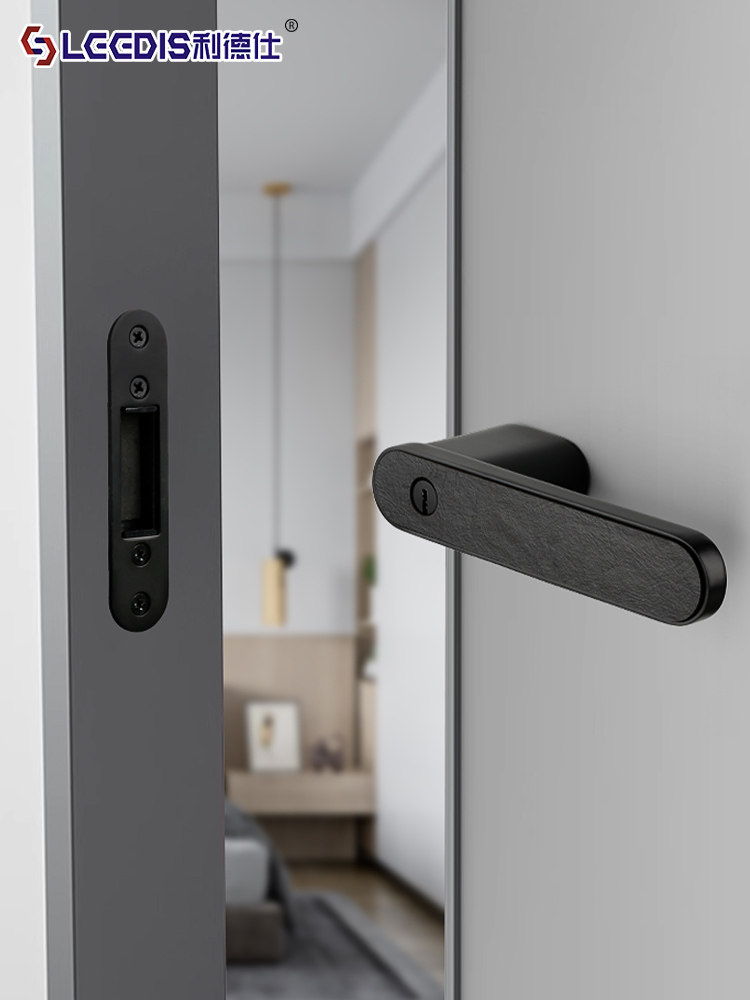Minimalist Indoor Bedroom Black Eco-Friendly Magnetic Door Lock Italian-Style Door Handle Universal Wooden Door Silent Lock