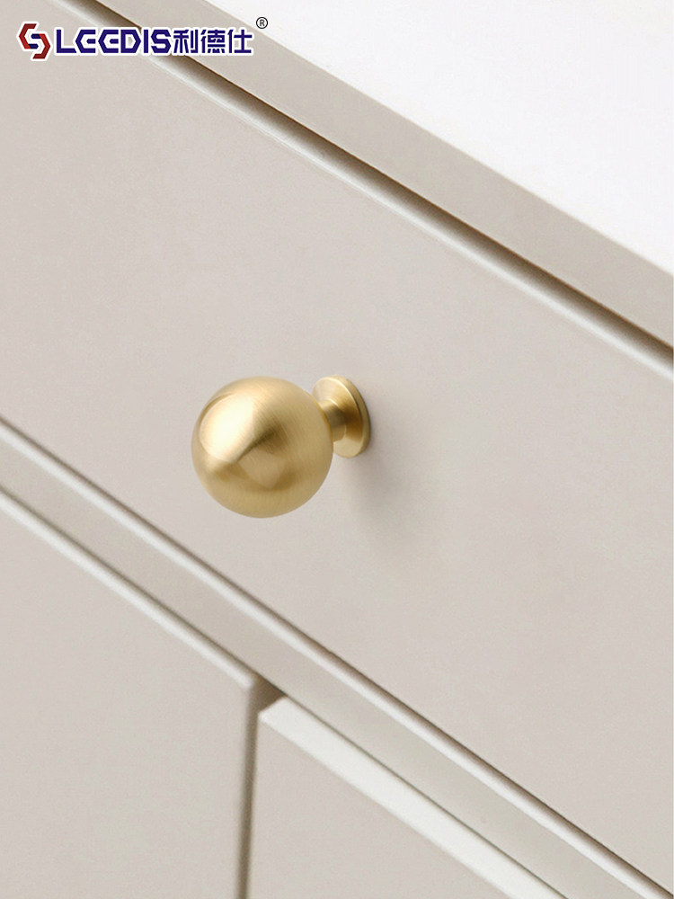Chinese-Style Brass Cabinet Door Wardrobe Handle, American Modern Minimalist Light Luxury Gold Single-Hole Cabinet Drawer Cupboard Handle