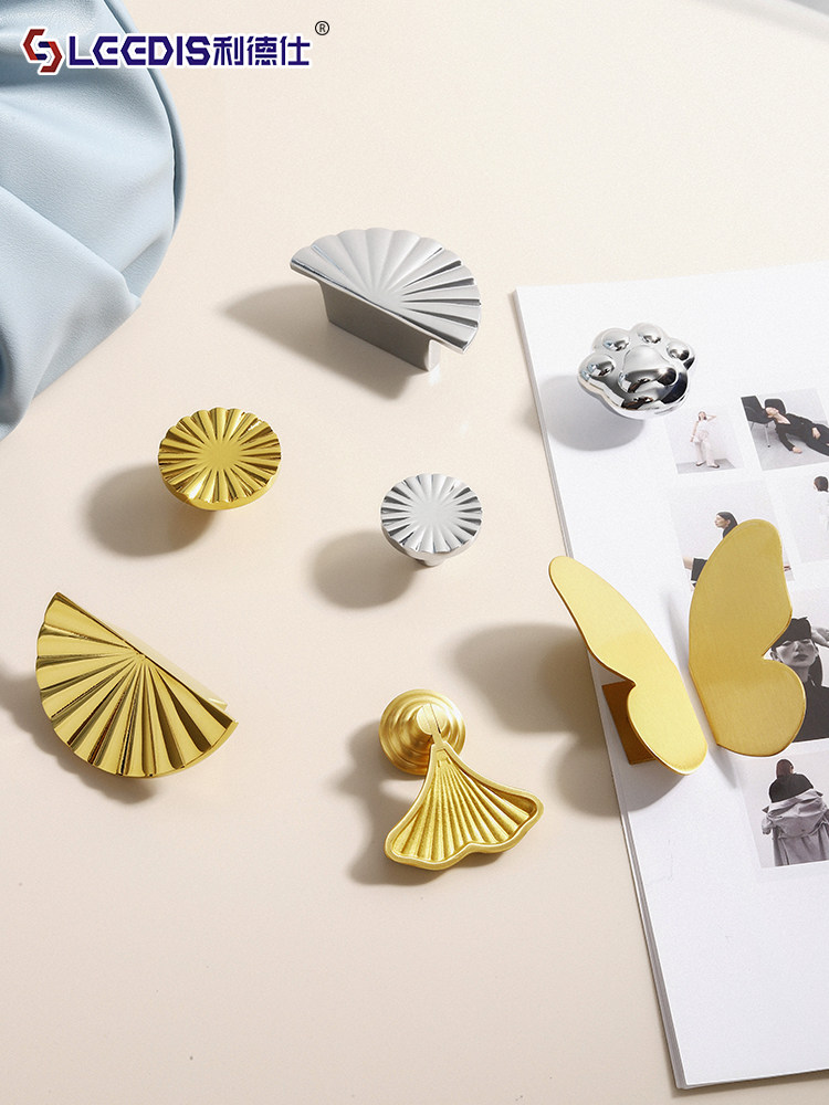 Personalized Brass Cabinet Door Handle, Creative Sunflower, Butterfly, Cat Paw, Ginkgo Leaf, Butterfly Drawer, Cabinet, Wardrobe Handle