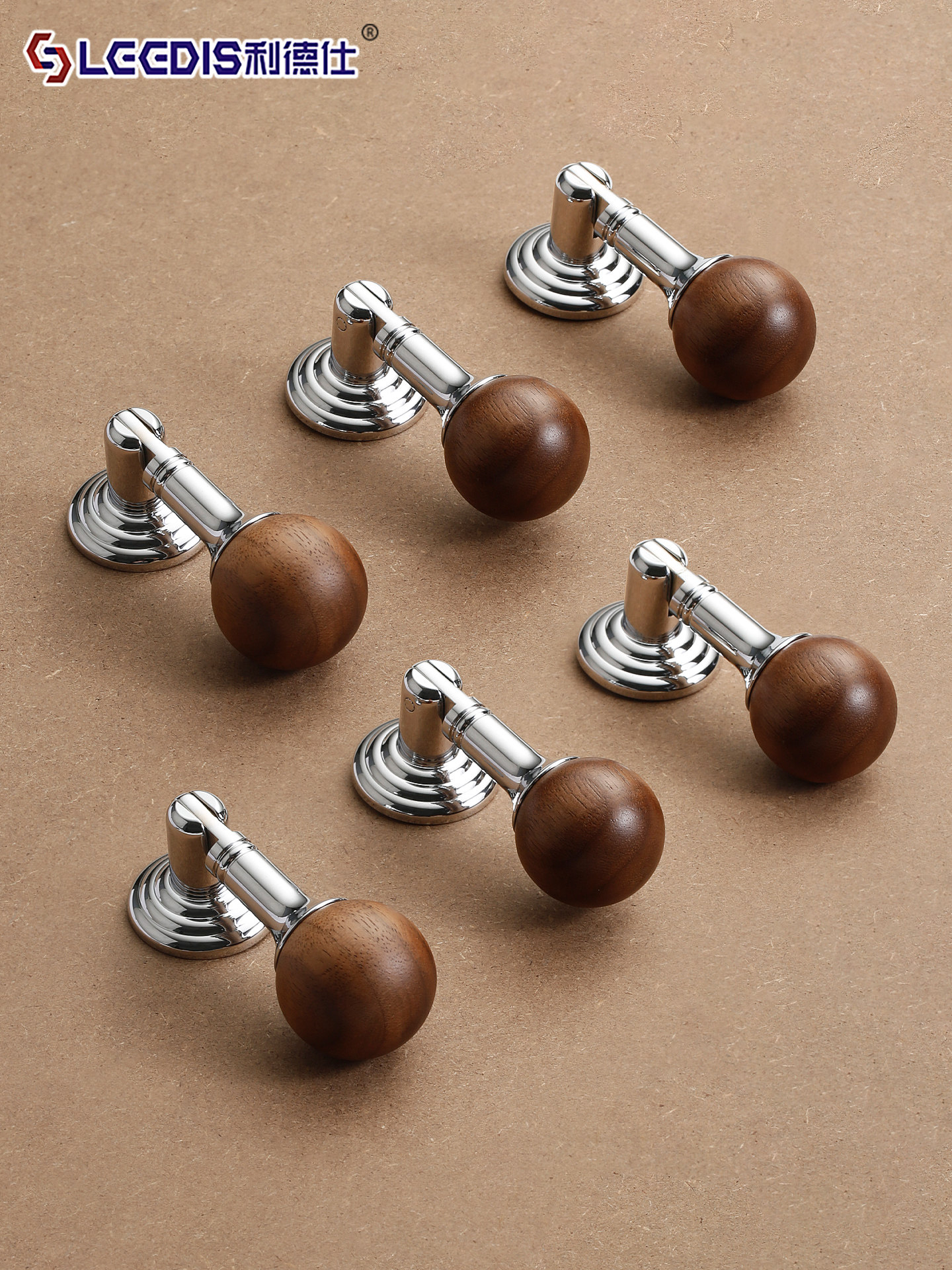 Medieval-Style Brass Handle Pendant, Vintage Walnut Solid Wood Single-Hole Wardrobe Cabinet Door, Light Luxury French-Style Drawer Handle