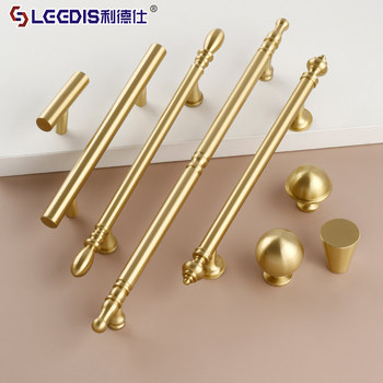 Chinese-Style Brass Cabinet Door Wardrobe Handle, American Modern Minimalist Light Luxury Gold Single-Hole Cabinet Drawer Cupboard Handle