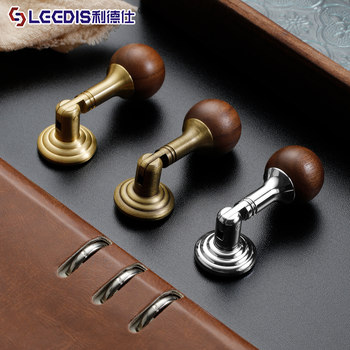 Medieval-Style Brass Handle Pendant, Vintage Walnut Solid Wood Single-Hole Wardrobe Cabinet Door, Light Luxury French-Style Drawer Handle