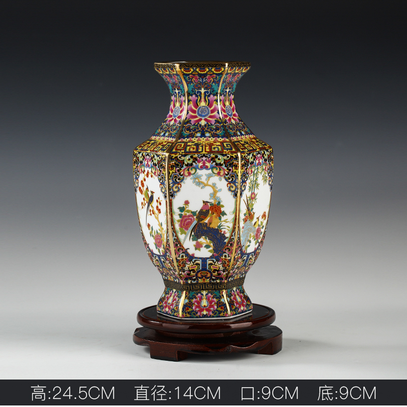 Jingdezhen ceramic vase furnishing articles colored enamel porcelain of European modern home wine porch sitting room adornment