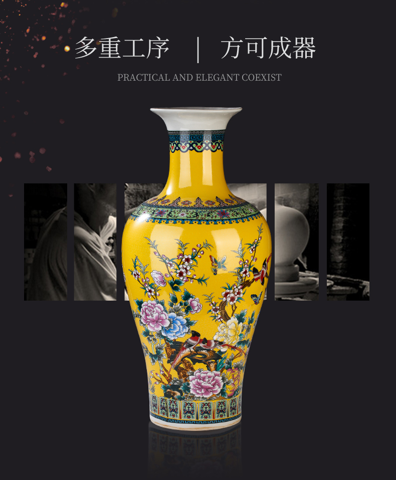 Chinese jingdezhen ceramics colored enamel of large vases, flower, flower arrangement sitting room adornment is placed large