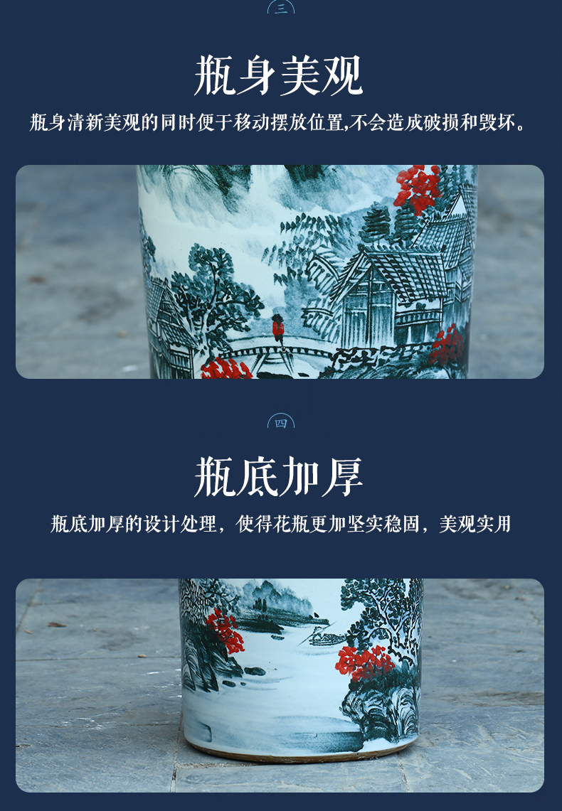 Jingdezhen ceramic hand - made scenery quiver landing place, a large vase painting and calligraphy calligraphy and painting scroll of cylinder cylinder