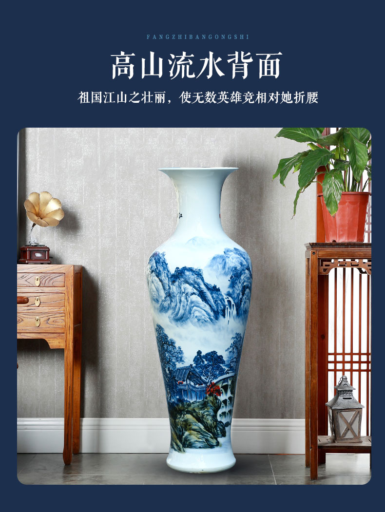 Jingdezhen ceramics hand - made porcelain vase landscape of large sitting room of Chinese style villa TV ark adornment furnishing articles