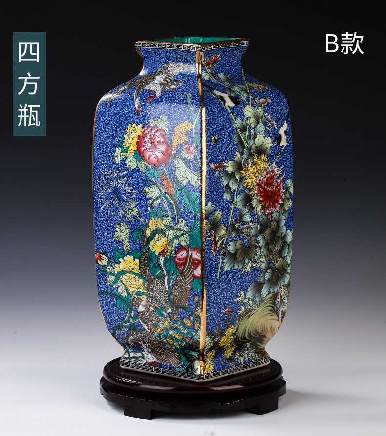 Jingdezhen ceramics see colour enamel pastel archaize square vase TV ark, porch place decoration