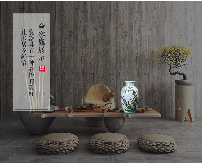 Jingdezhen ceramics hand - made pastel Chinese name plum flower on large vases, TV ark, porch handicraft furnishing articles