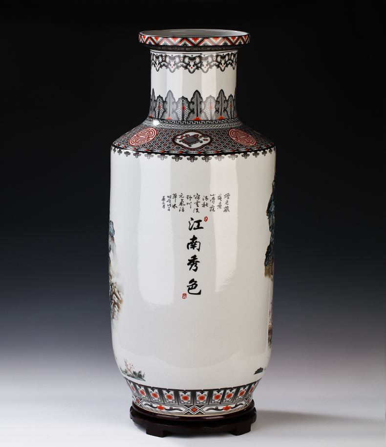 Jingdezhen ceramic famille rose high simulation of large vase flower flower with the sitting room TV ark, furnishing articles ornaments