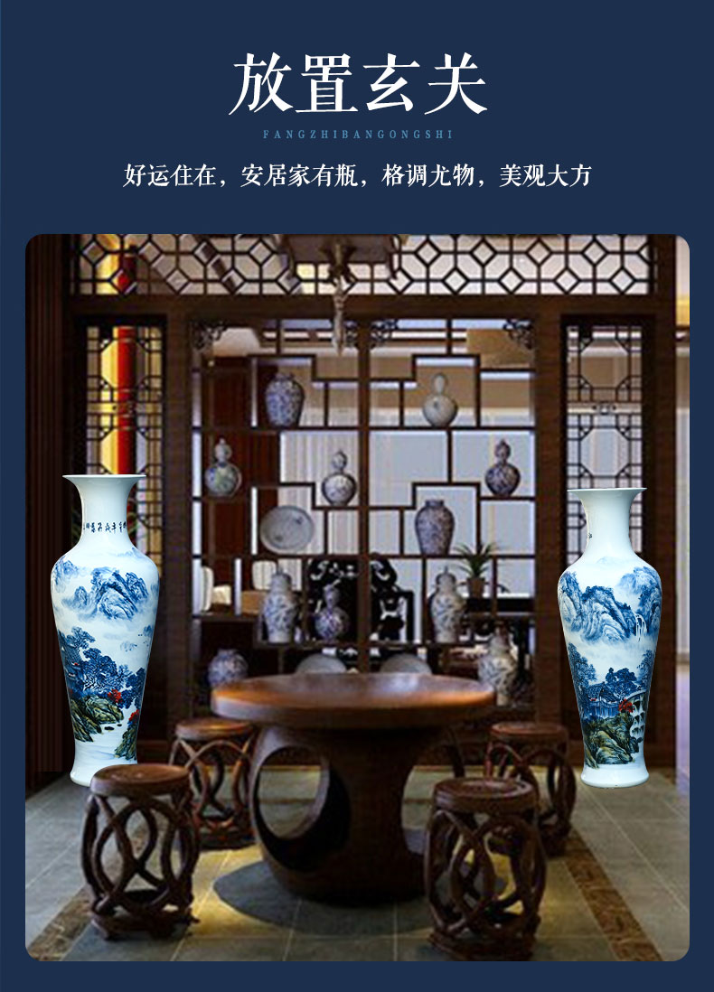 Jingdezhen ceramics hand - made porcelain vase landscape of large sitting room of Chinese style villa TV ark adornment furnishing articles