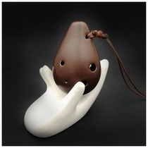 Quyang Beginners Mini Ocarina 6-hole SC Treble C Key SC Childrens Beginner Gift Brown-Raindrops