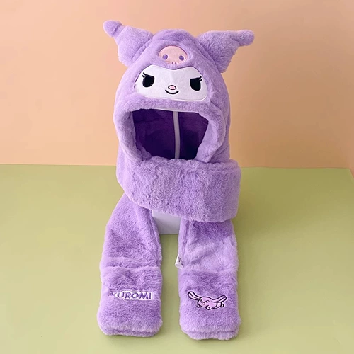 Детская шапка, шарф, детские демисезонные утепленные бархатные перчатки, 3 предмета