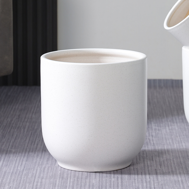 Nordic Style Minimalist White Floor-Standing Ceramic Flower Pot for Home Indoor Living Room, Specifically for Monstera and Money Tree, Black Diamond Variety