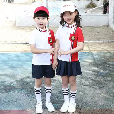 Summer kindergarten garden clothes graduation clothes summer primary school class clothes Children's school uniform set pure cotton short-sleeved shorts skirt