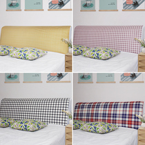 Plaid simple elastic bed headgear cover all-inclusive elastic bedside backrest dust cover curved universal protective cover Chinese style