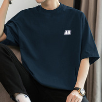 Shandong Qingdao Jimo 260g heavy American cotton mens round neck tops trendy cotton T-shirt summer loose