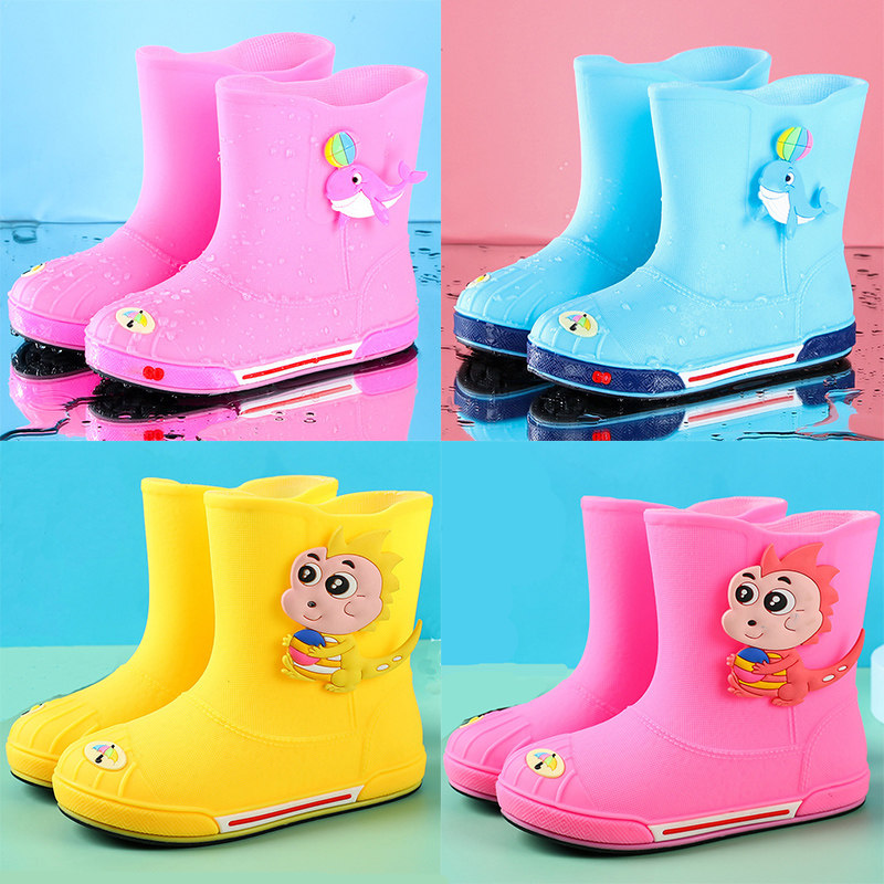 Children's rain boots, boys and girls, children, boys and light kindergartens, primary school students, female non-slip cartoon rain boots