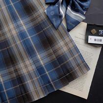 Kasukabe (Mishima) spot original dark blue plaid skirt jk uniform orthodox girl pleated school sense