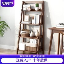 Solid wood bookshelf Floor trapezoidal simple shelf Bedroom living room household storage Simple multi-layer student shelf