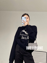 WE11DONE sweater women autumn and winter black orange sweater big LOGO long sleeve knitted sweater welldone