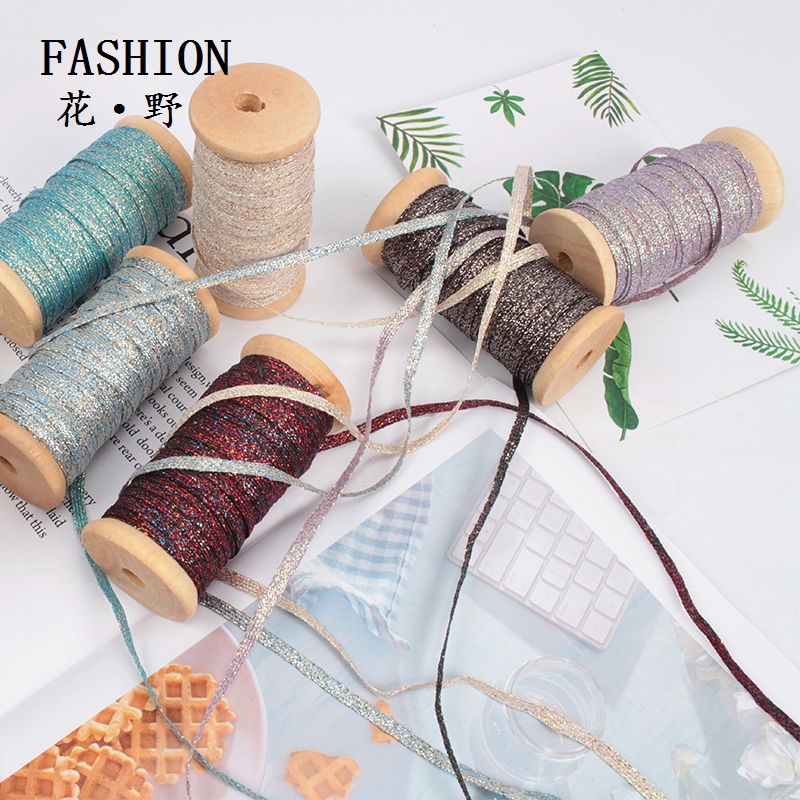 Flower field 0 5cm wooden shaft gold wire rope flower decoration ribbon flower gift box packaging ribbon thin rope