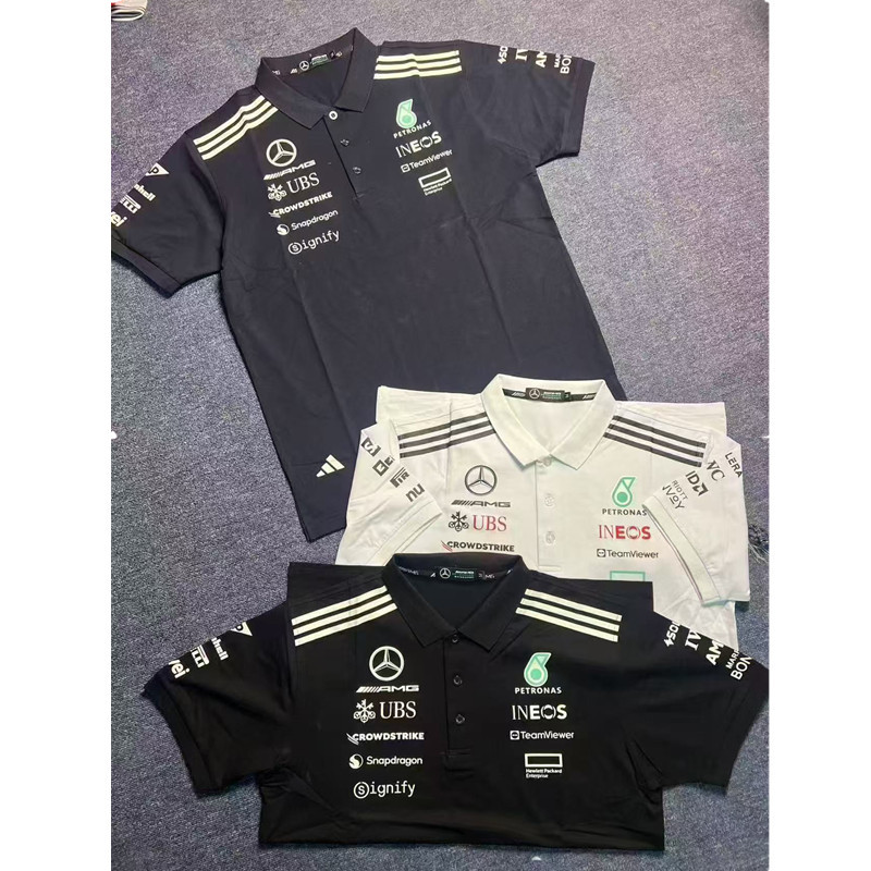 2025 New Mercedes F1 Racing Suit Short-Sleeved T-Shirt Mercedes Breathable Team Uniform Men's Top Clothing Black