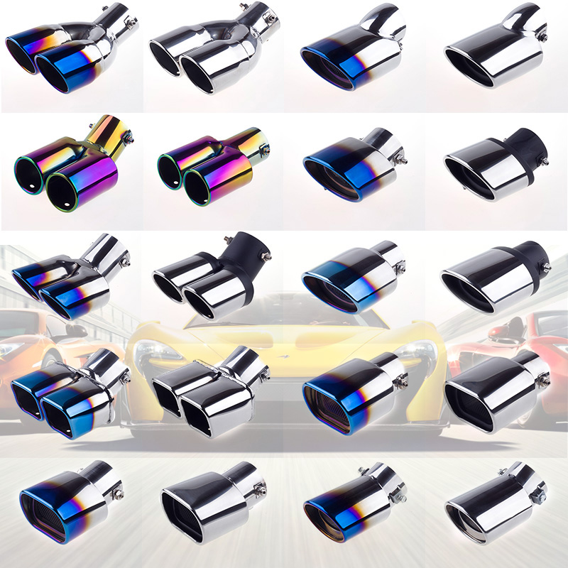 Car tail throat exhaust pipe modification universal decorative accessories stainless steel silencer double tube exhaust hood one out two