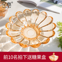 Full Zun crystal transparent glass fruit plate large European home living room desktop sample room utensils light luxury simple