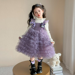 Girls' Dress Autumn 2025 New Children's Sweater Long-Sleeved Kuromi Baby Girl Spring and Autumn Cake Princess Dress