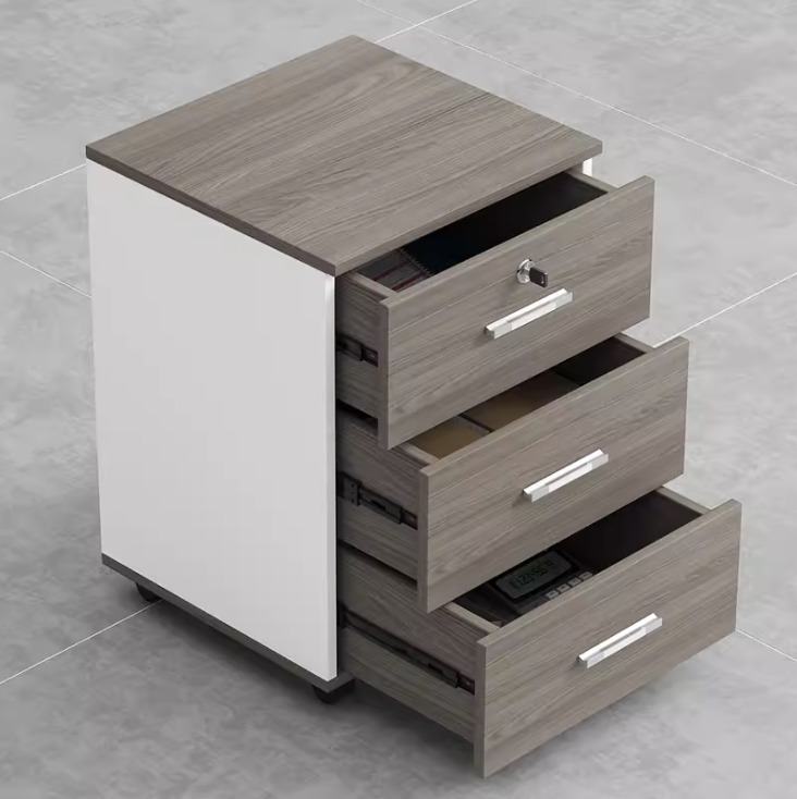 Office furniture landing mobile cabinet storage short cabinet active cabinet information cabinet with lock three drawers wood-Taobao