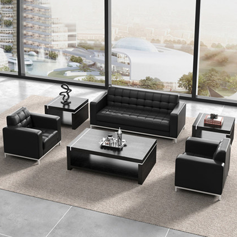Office furniture Sofa Manager Tea Table Composition Business Guests Reception Room Brief Modern Trio Rest Area Genuine Leather