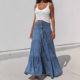 Women casual half skirt European and American street hotties low-waist vacation style cake denim skirt