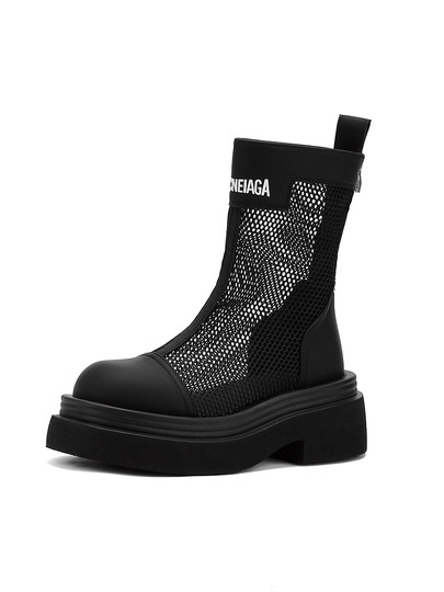 Nuevo estilo europeo, sandalias de suela gruesa que combinan con todo, botas finas Martin, botas cortas transpirables con cremallera trasera para mujer