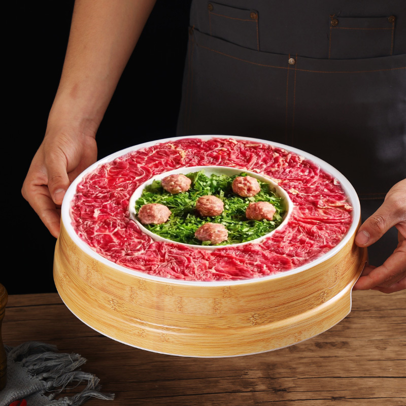 Hot Pot Restaurant Specialty Half-Pound 0.4kg Utensils Beef Platter Special Steamer Set Plate, Same Style as Popular Online Influencers