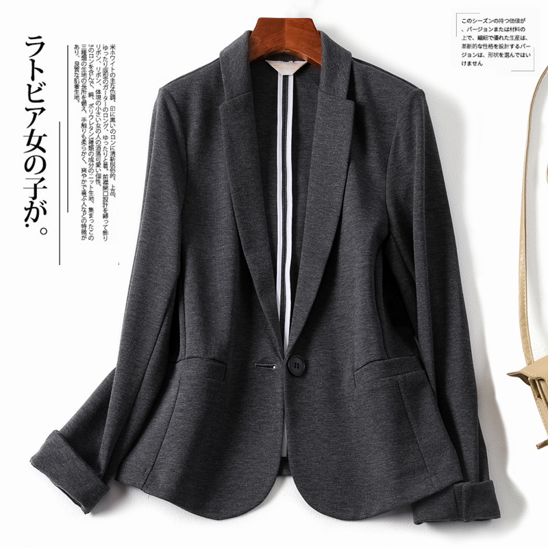 Japanese-Style Knitted Cotton Blazer for Women, Short Style, 2024 New Spring and Autumn, Petite, Elegant, Stretchy Suit, Black