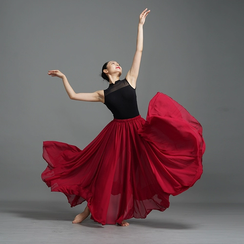 Классическая шифоновая современная танцующая красная юбка