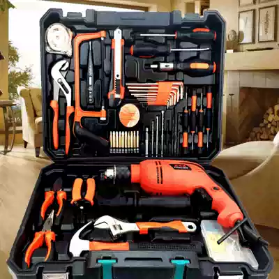 Impact electric drill household power tool set multifunctional electric woodworking hardware gift combination Kit Kit Kit
