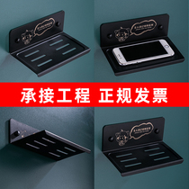 Stainless steel toilet mobile phone rack toilet hand holder partition non-perforated toilet mobile phone small shelf