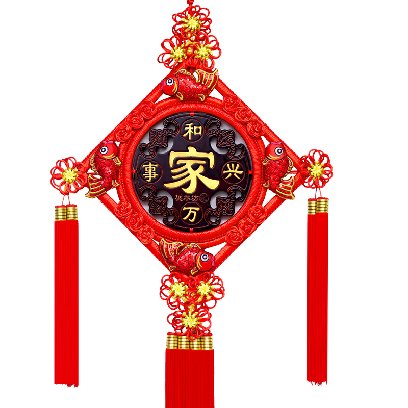 中国结大码桃木招财镇宅客厅背景墙玄关装饰新居壁挂送礼绳福字