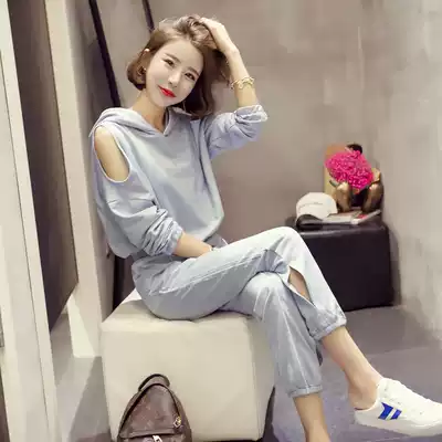 Autumn net celebrity Western style short man tall fashionable light cooked wind suit female thin fashion matching sweater two-piece suit