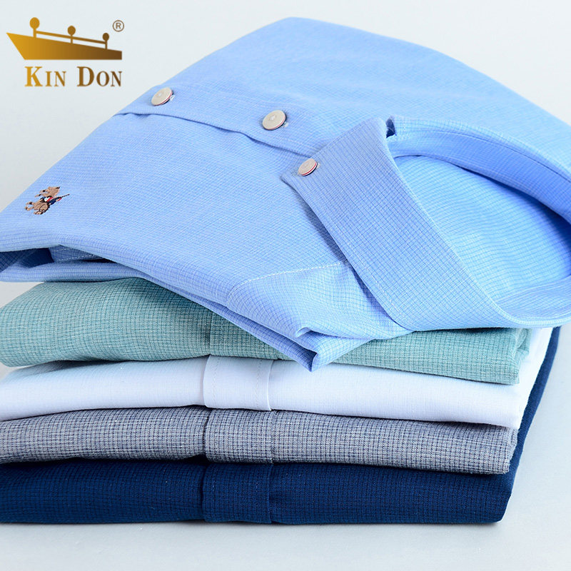 KIN DON Golden Shield long sleeve shirt male youth free ironing casual men's professional trend spring and autumn black and white shirt men