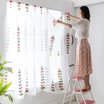 Magic sticky curtain partition bay window short curtain self-adhesive non-perforated installation semi-shading bedroom small window