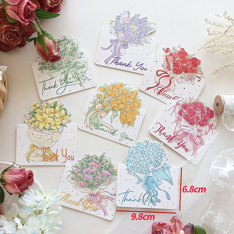 Mother's Day greeting card handwritten three-dimensional high-end postcard flowers blank card ins style birthday thank you woman lover teacher gratitude blessing message flower shop baking wholesale Christmas New Year